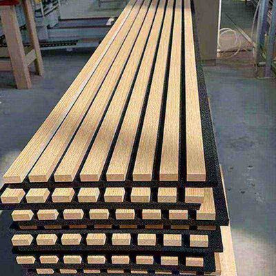 Grille Style Fluted Soundproof Polyester Fiber Wall Panelling for Noise Reduction